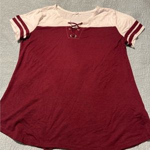 Maurice’s Maroon and White Top - Size L